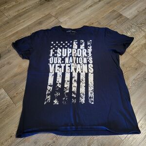 Defender Apparel Support Veterans Graphic Crew Neck Tee Shirt Mens Size Large